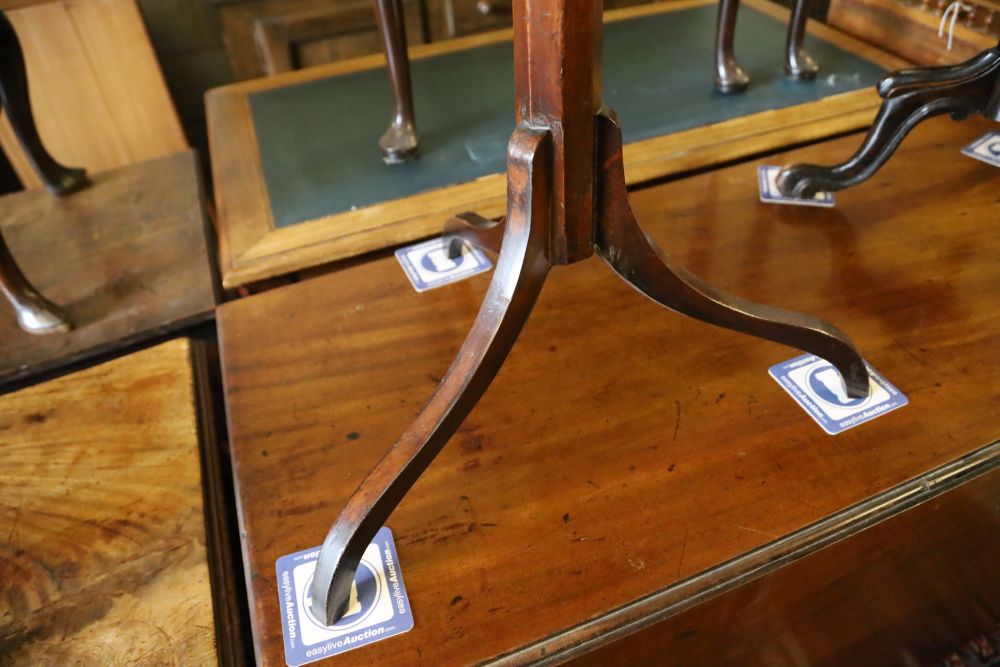 A Victorian octagonal rosewood tripod table, width 45cm, depth 74cm together with one other rectangular tripod table